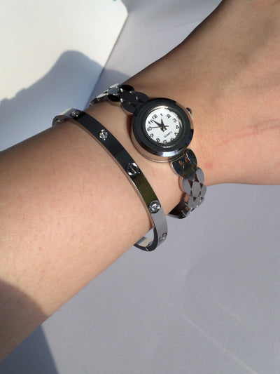 Bangle Watch Stack Silver