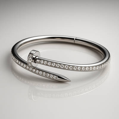 Nail Bangle Silver Studded