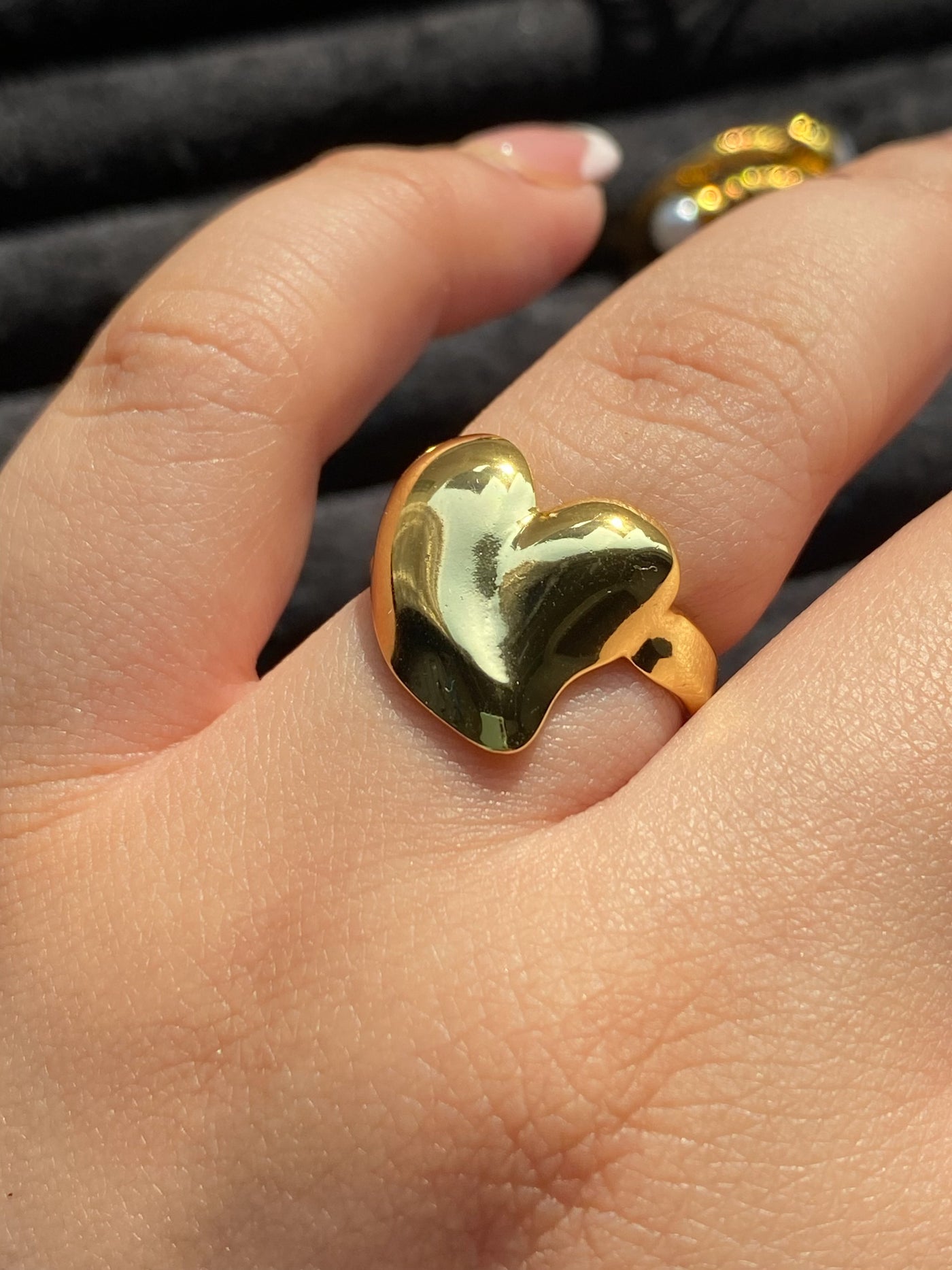 Chunky Heart - 18k Gold Plated Waterproof Adjustable Ring
