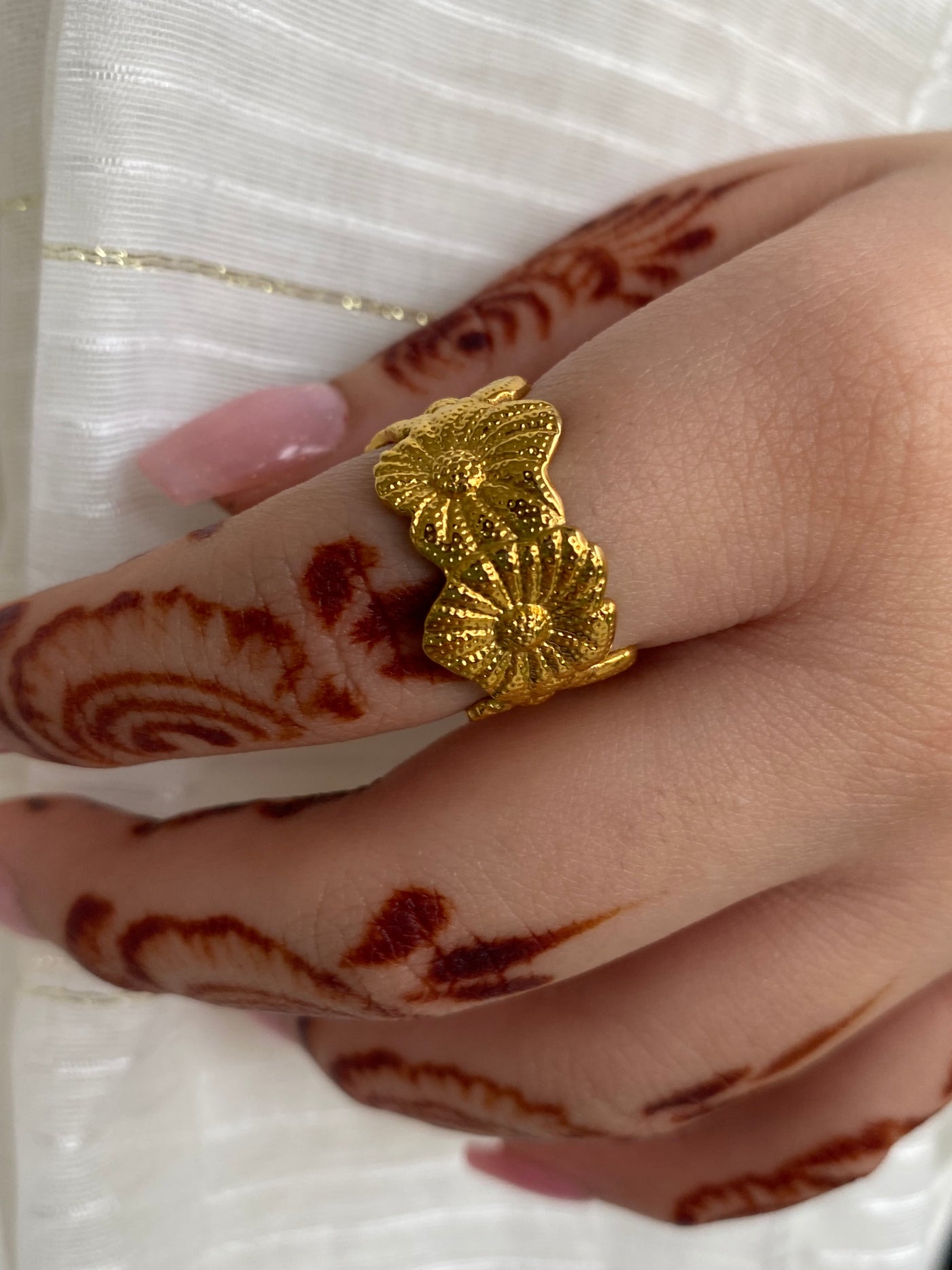 Florals - Gold Plated Adjustable Ring
