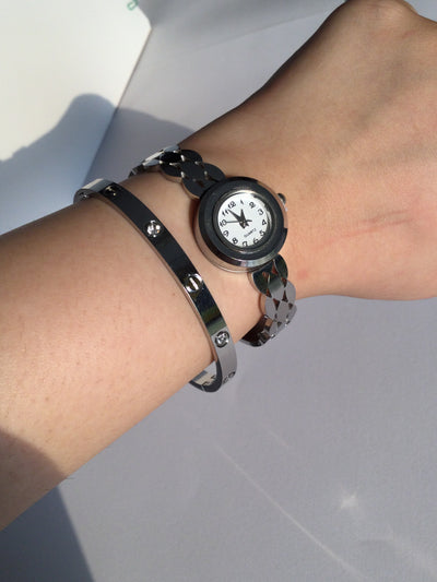 Bangle Watch Stack Silver