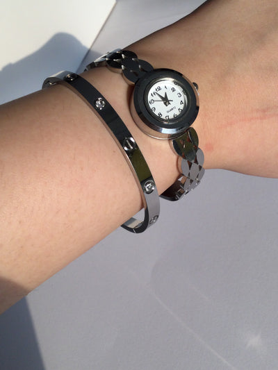 Bangle Watch Stack Silver