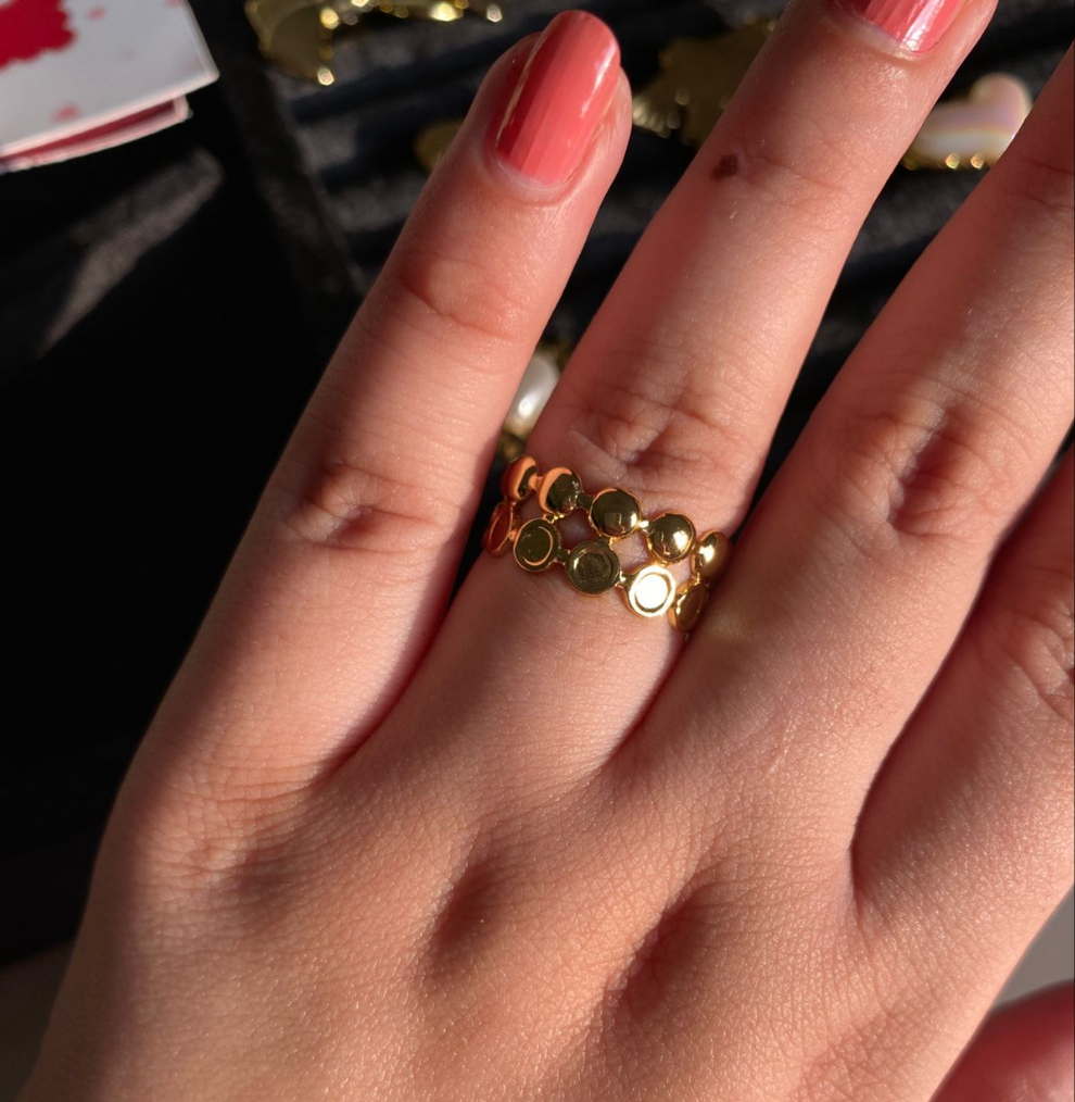 Polka Ring - 18k Gold Plated Adjustable Ring