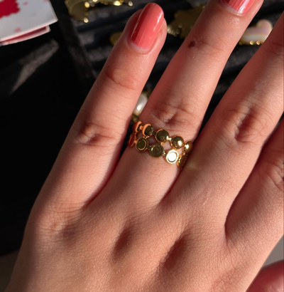 Polka Ring - 18k Gold Plated Adjustable Ring