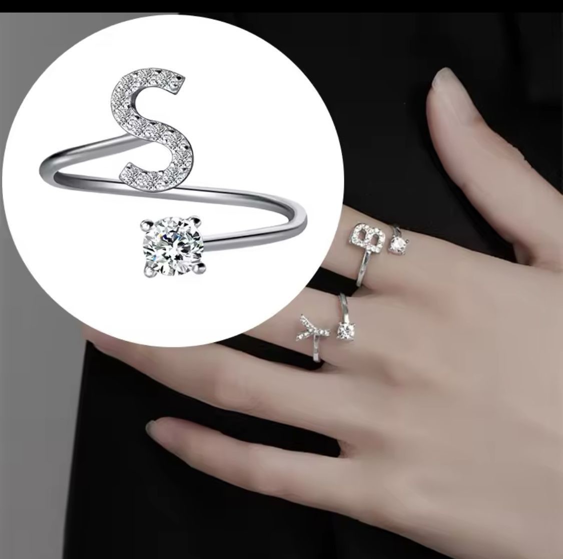 Solitaire alphabet ring