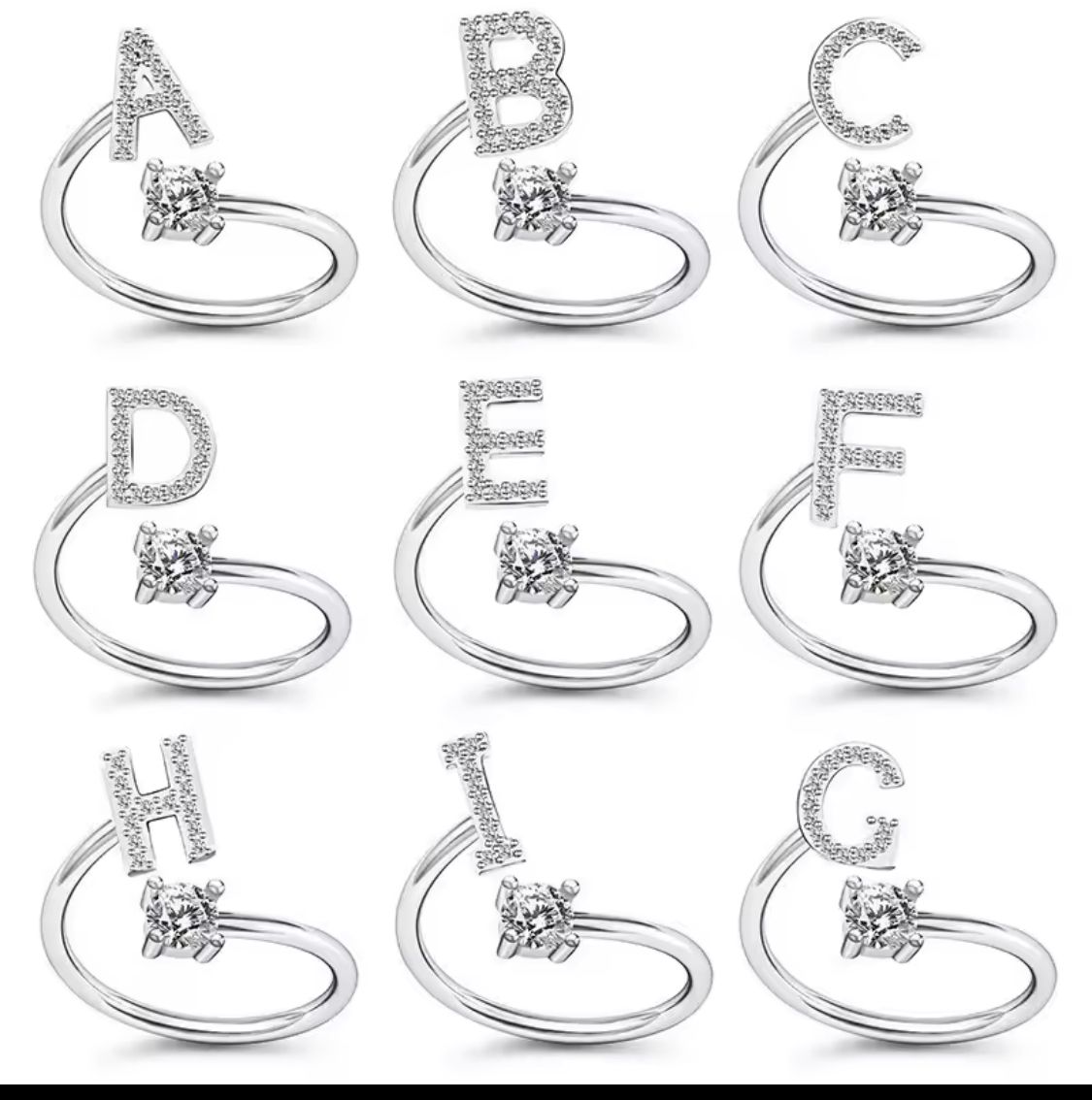 Solitaire alphabet ring