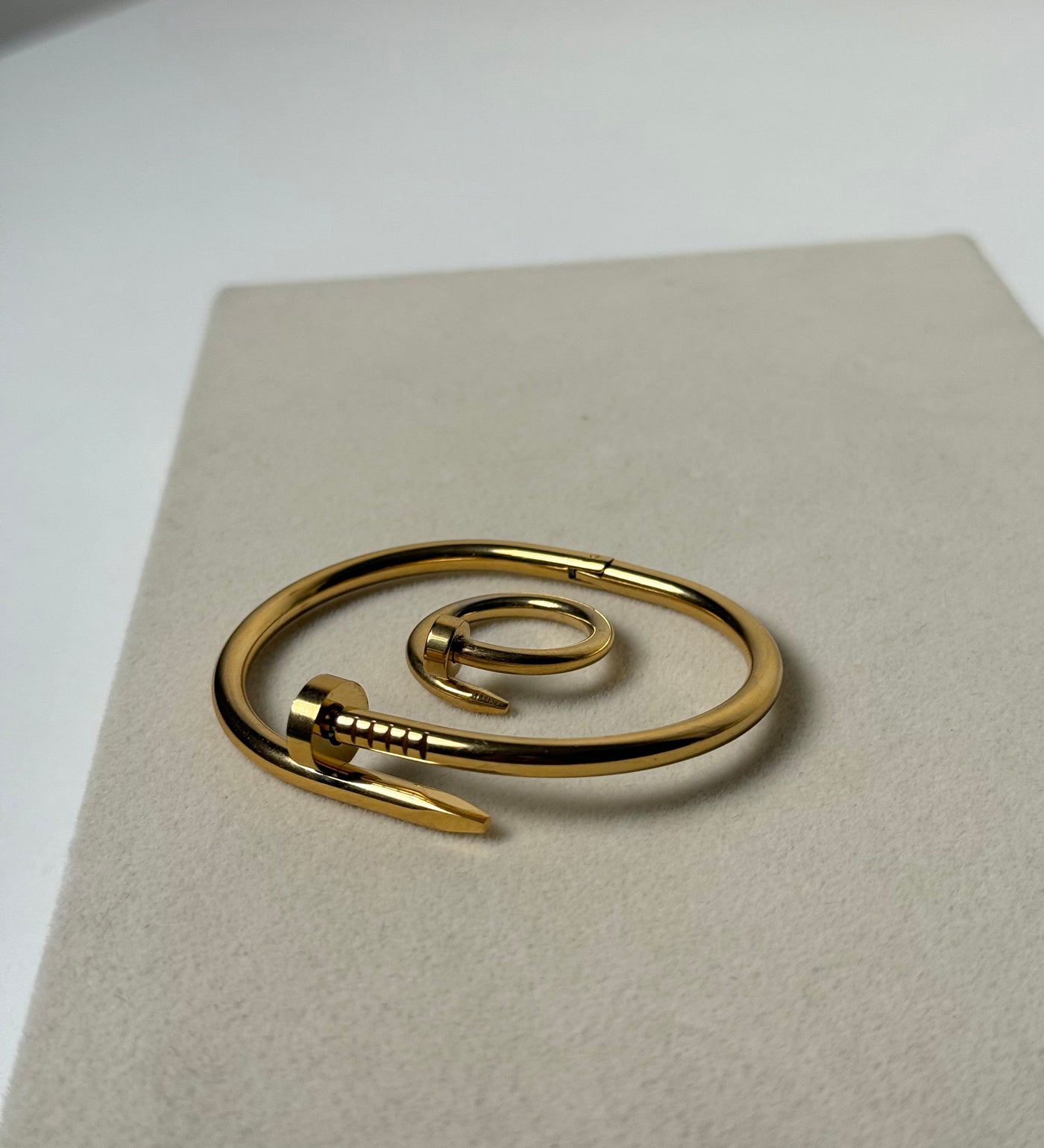 Nail Bangle Combo - Nail Bangle with Nail Ring Premium 18k Gold Plated Waterproof Tarnish Free Adjustable Size