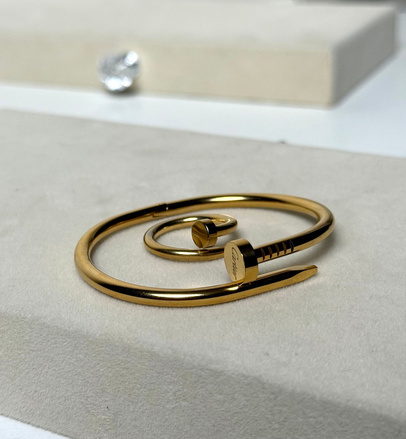 Nail Bangle Combo - Nail Bangle with Nail Ring Premium 18k Gold Plated Waterproof Tarnish Free Adjustable Size