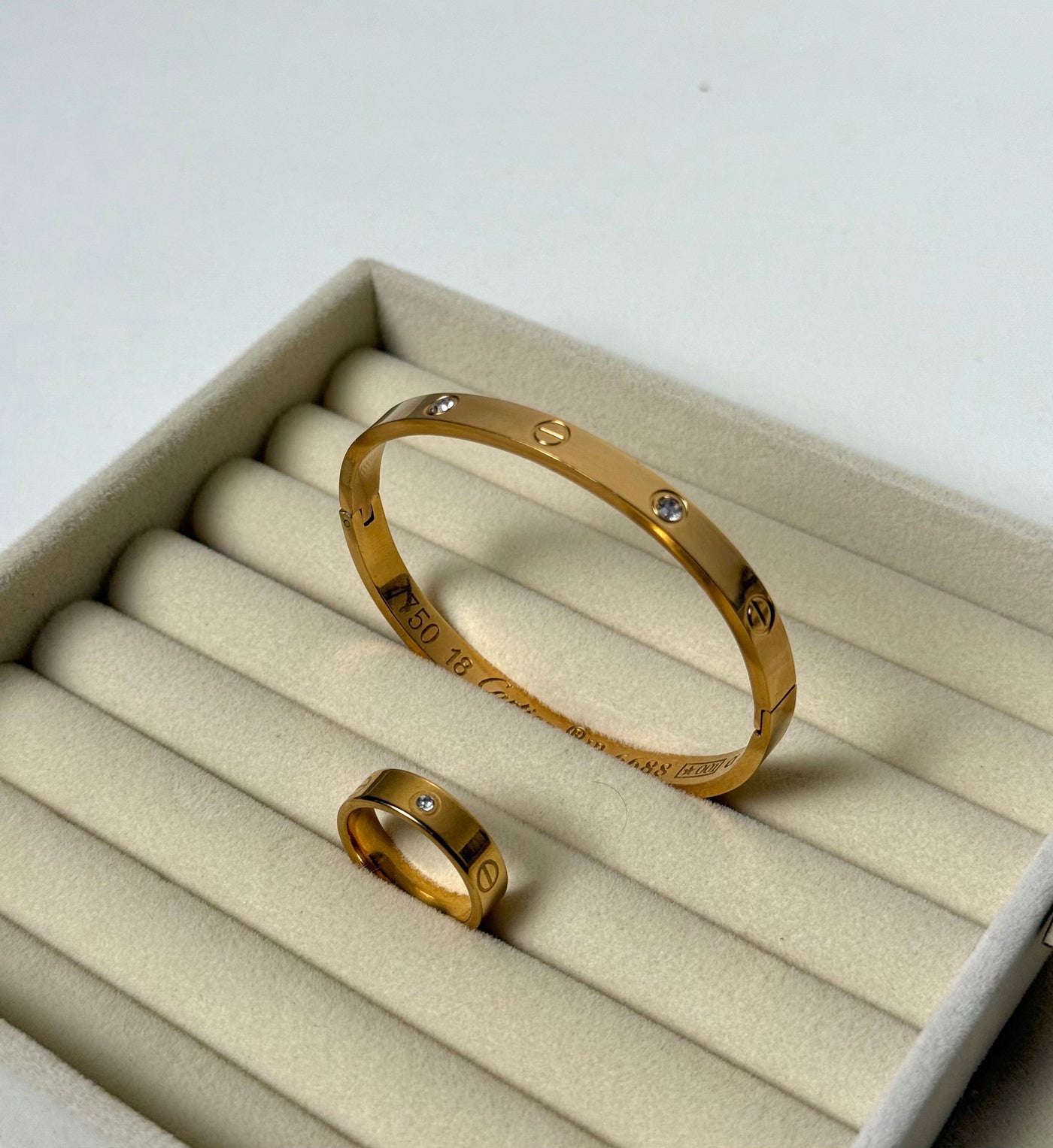 Love Bangle, Love Ring 18k Gold Plated Waterproof Anti Tarnish