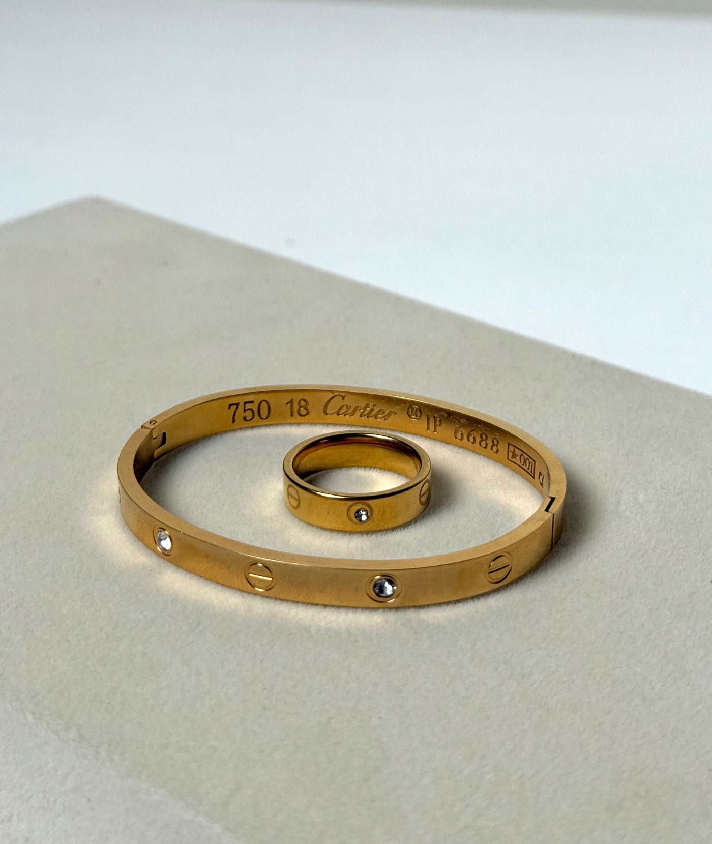 Love Bangle, Love Ring 18k Gold Plated Waterproof Anti Tarnish