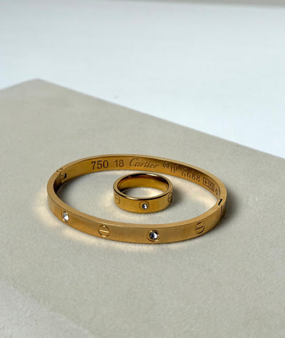 Love Bangle, Love Ring 18k Gold Plated Waterproof Anti Tarnish