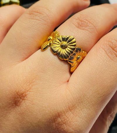 Florals - Gold Plated Adjustable Ring