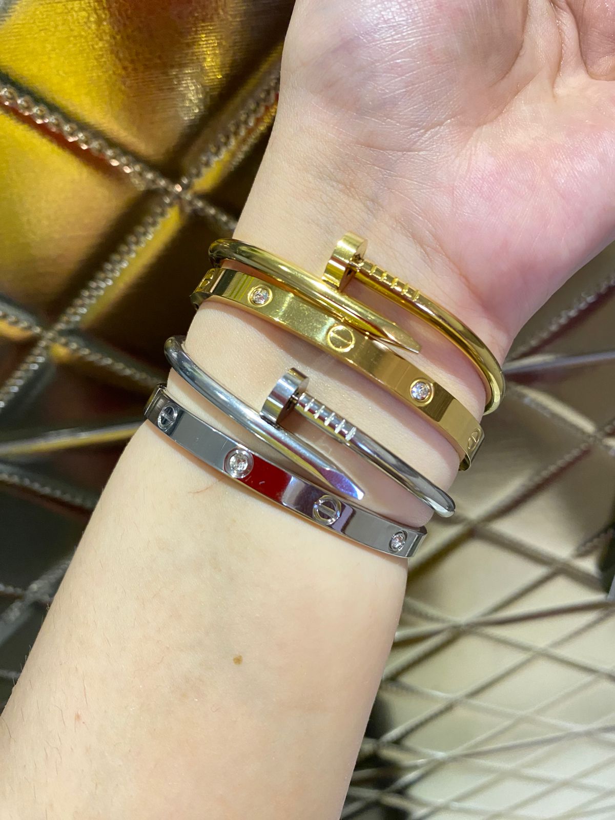 Silver Love Bangle Stack Waterproof Tarnish Free Pure Silver