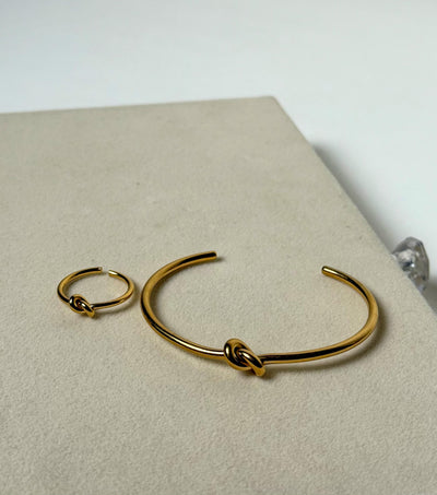 Dailywear Gold Knot Bangle with Knot Ring  A Versatile Set of Gold Jewelry that is meant to make you Stand out