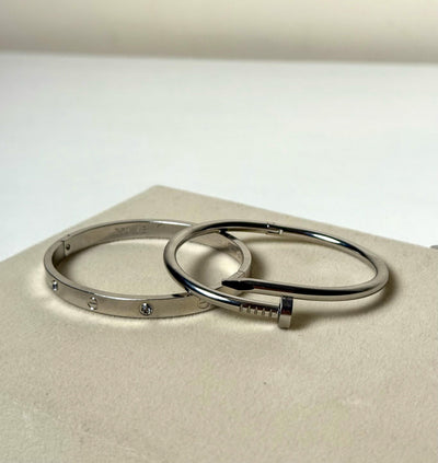 Silver Classic Love Bangle Stack