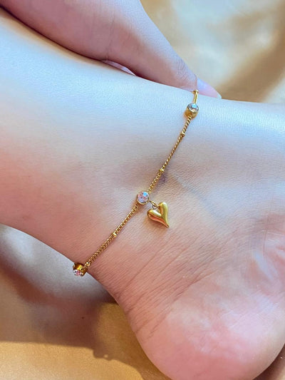 Jasmine Heart Anklet🤍😍 Waterproof 18k Gold Plated Tarnish Free Turkish Imported🇹🇷