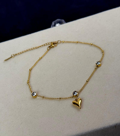 Jasmine Heart Anklet🤍😍 Waterproof 18k Gold Plated Tarnish Free Turkish Imported🇹🇷