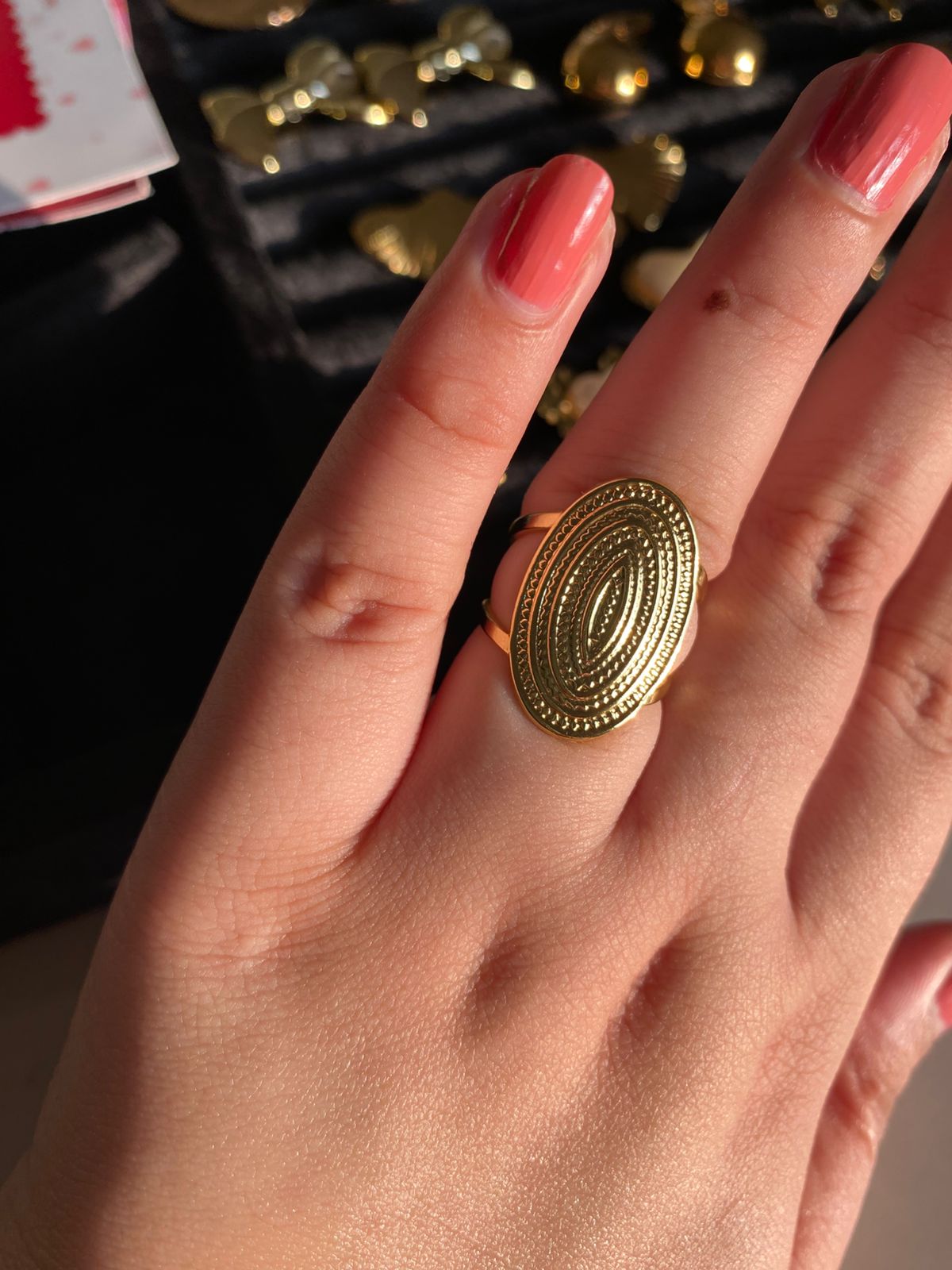 Tribal - 18k Gold Plated Waterproof Adjustable Ring