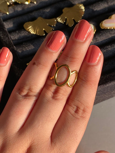 Geometric - 18k Gold Plated Waterproof Anti Tarnish Adjustable Ring
