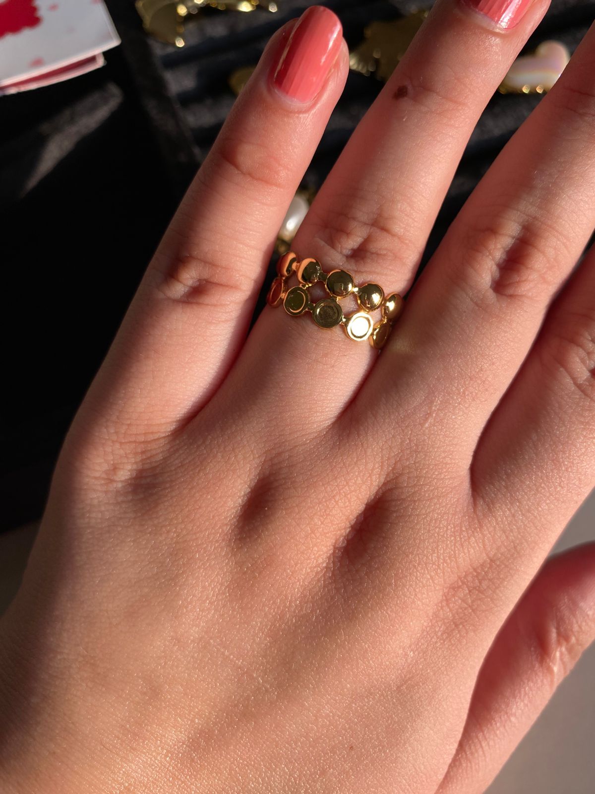 Polka Ring - 18k Gold Plated Adjustable Ring