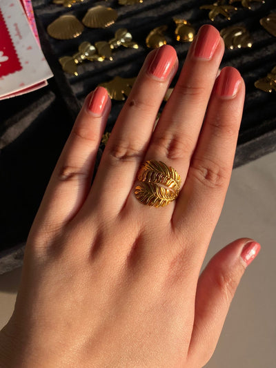 Leafy Fantasy - 18k Gold Plated Waterproof Adjustable Ring