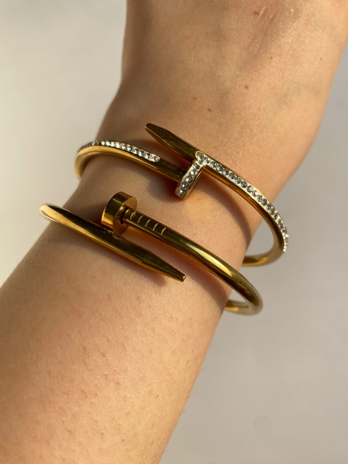 Gold Nail Bangles Stack
