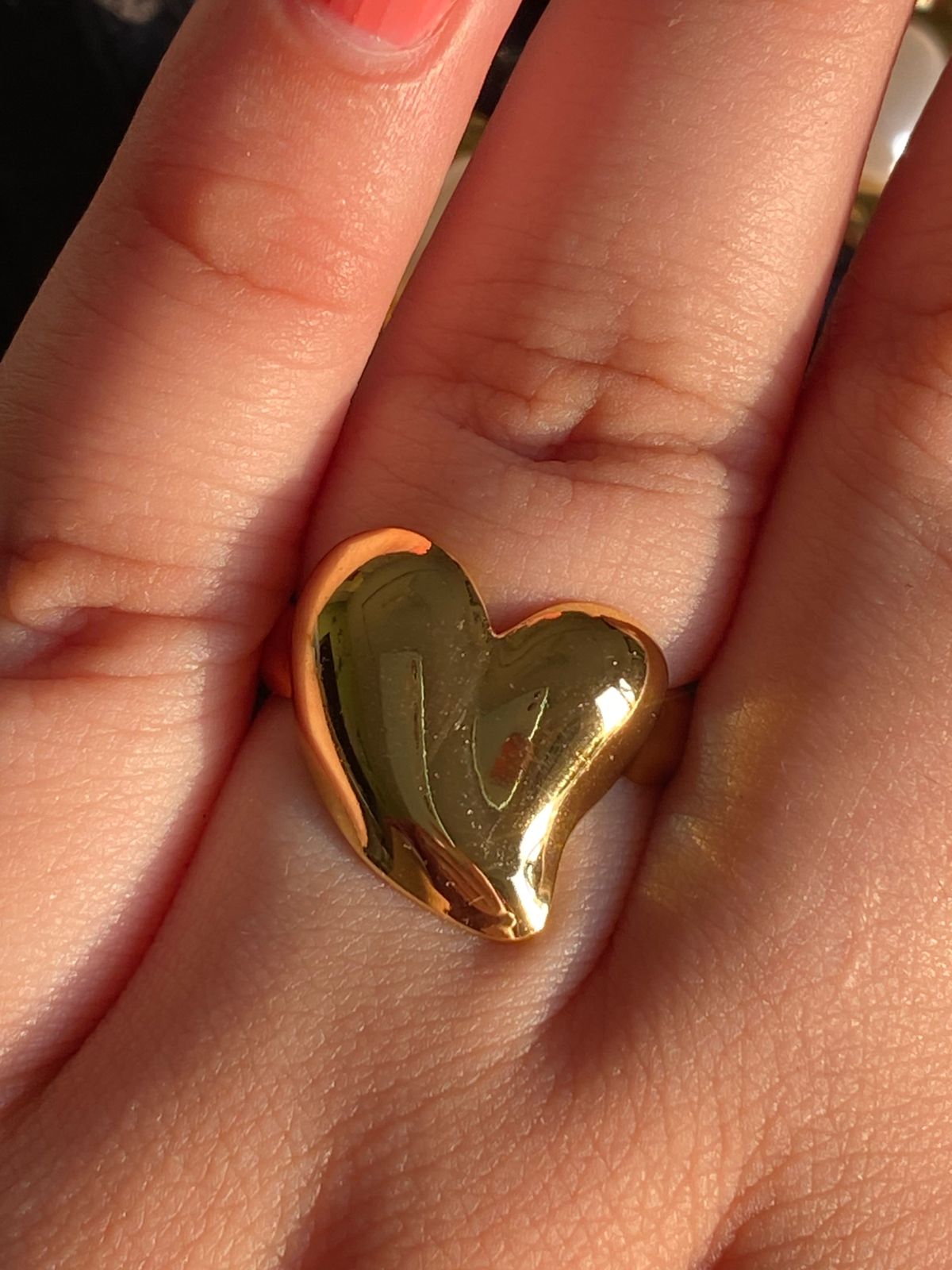 Chunky Heart - 18k Gold Plated Waterproof Adjustable Ring