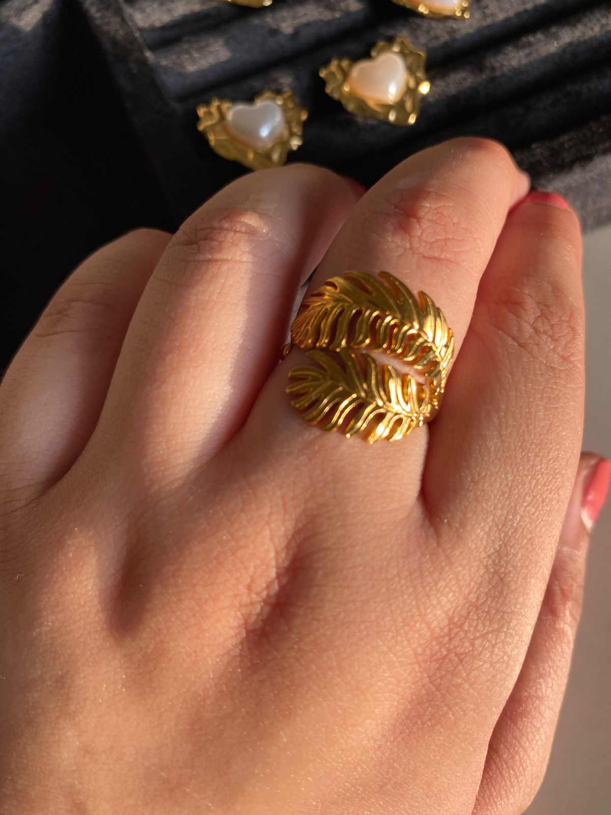 Leafy Fantasy - 18k Gold Plated Waterproof Adjustable Ring
