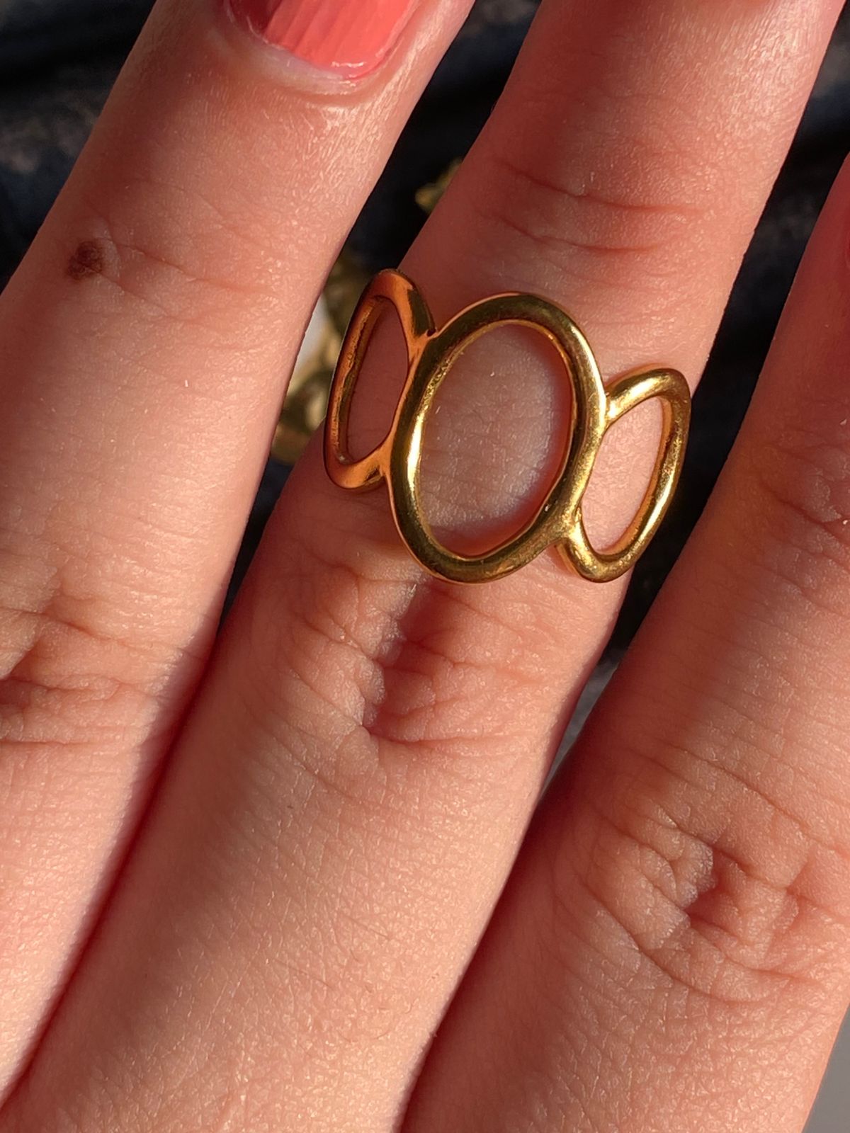 Geometric - 18k Gold Plated Waterproof Anti Tarnish Adjustable Ring