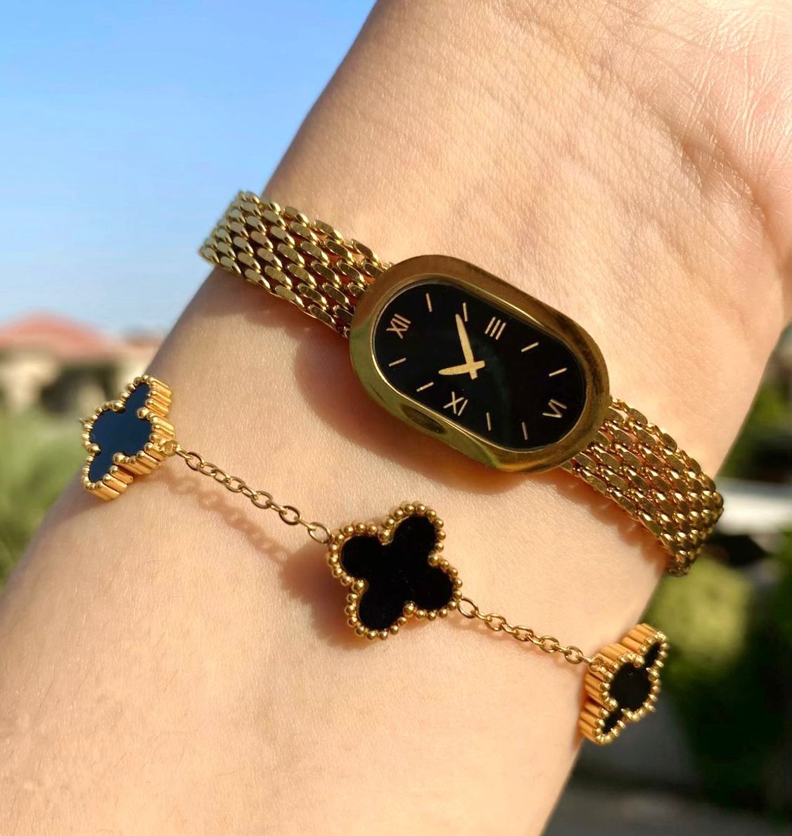 Classy Watch Bracelet Stack💯 Waterproof Tarnish Free Hypoallergenic 18k Gold Plated