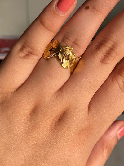 Wings - 18k Gold Plated Waterproof Anti Tarnish Adjustable Ring