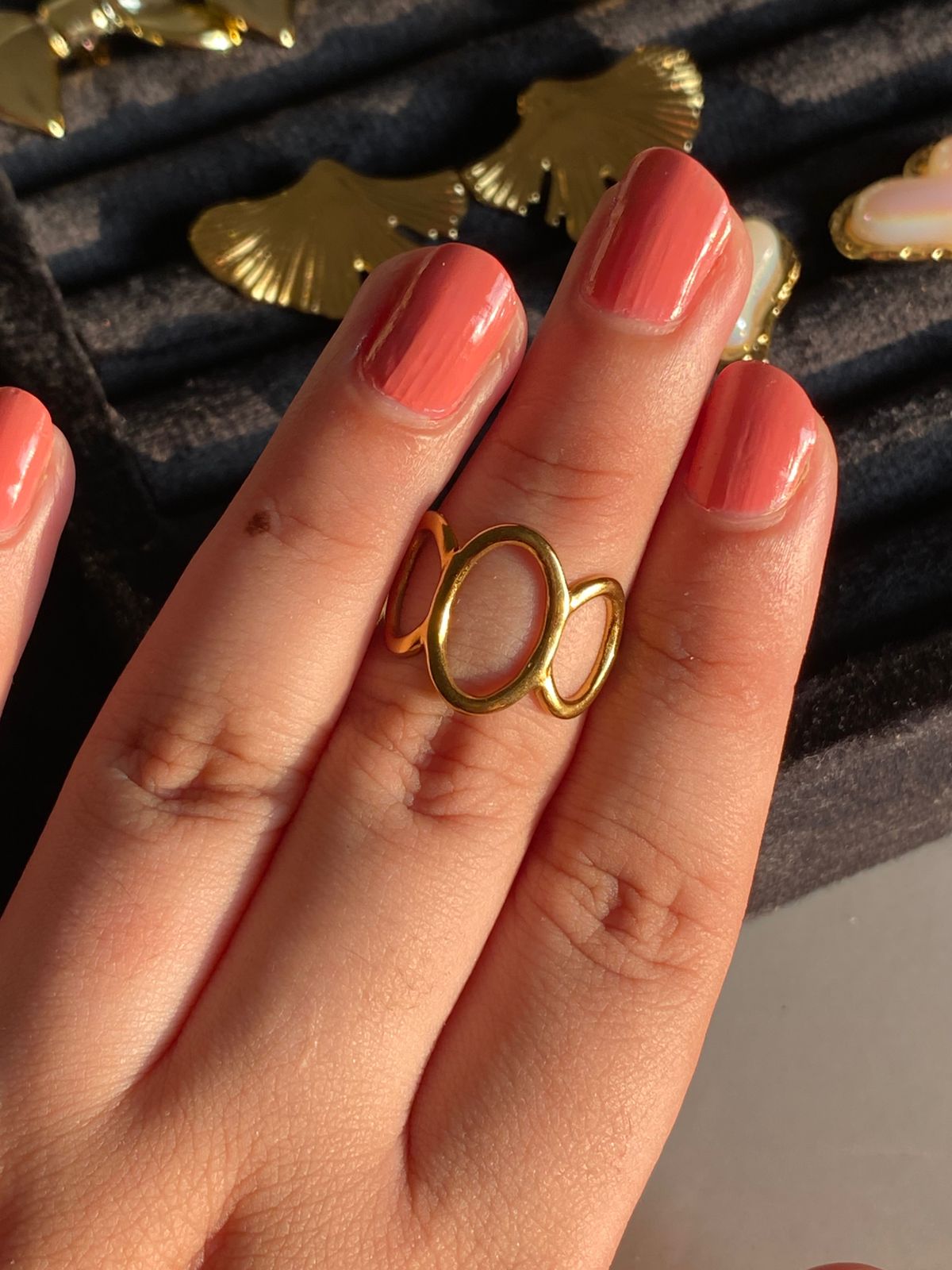 Geometric - 18k Gold Plated Waterproof Anti Tarnish Adjustable Ring