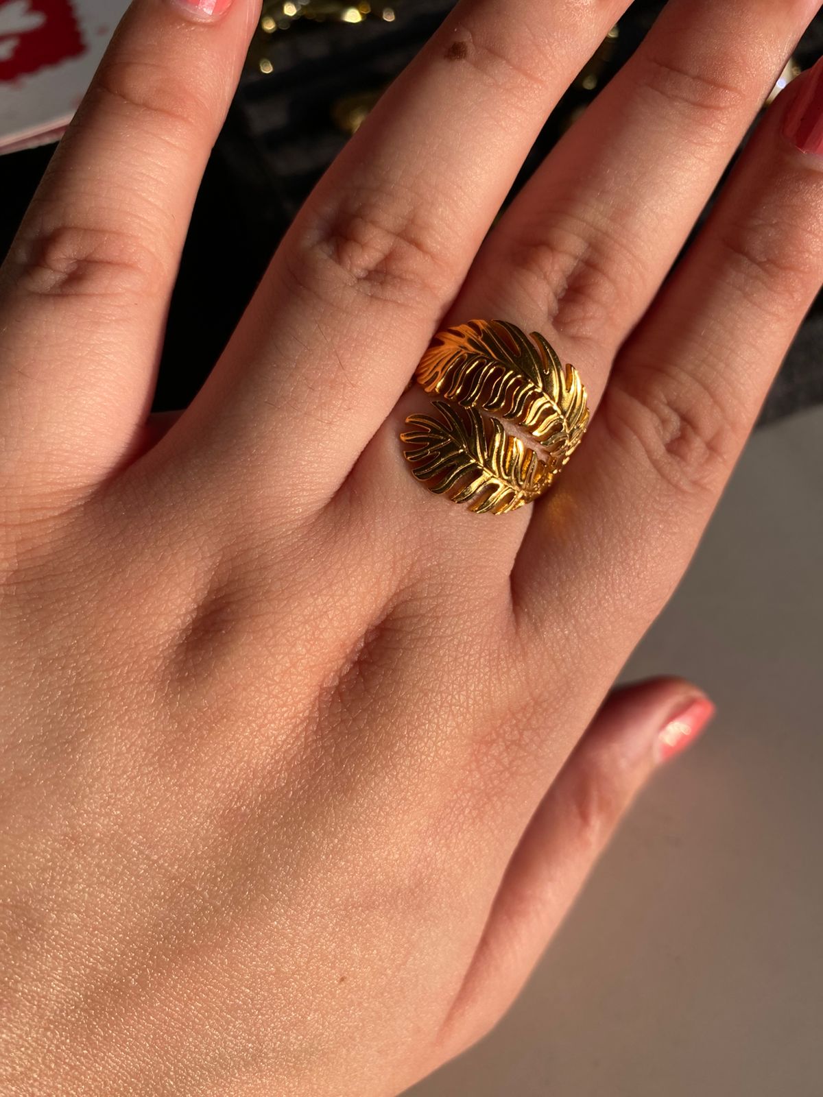Leafy Fantasy - 18k Gold Plated Waterproof Adjustable Ring